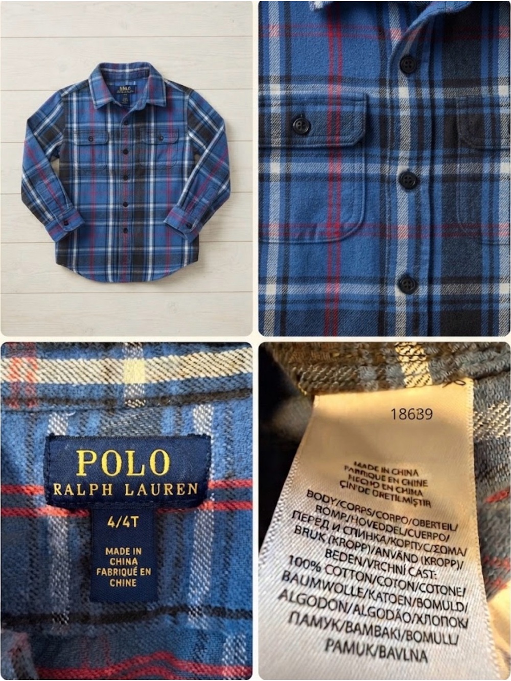 Polo by Ralph Lauren Blue Plaid Flannel Button-Down Shirt